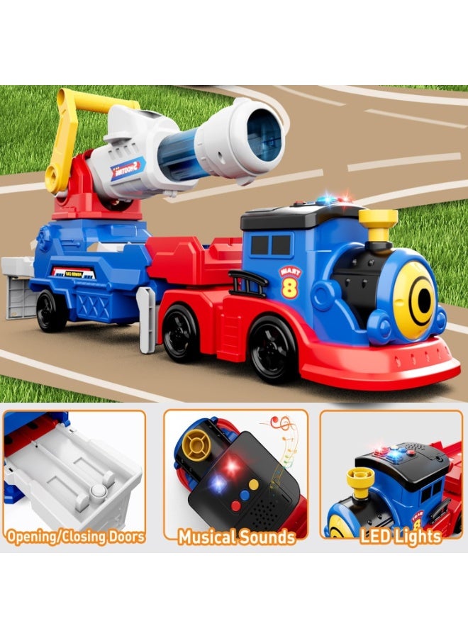 Paka Rabbit Truck Toys for Kids, Large Train Toys Include 4 Racing Cars+EVA 6 Ball, with Light & Sounds, Eejection&Shooting Transport Cars Toy, Gifts for Boys Girls 3+ Year Old - Image 2
